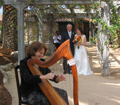 Lorin Grean playing harp at wedding Lorin Grean playing harp at wedding